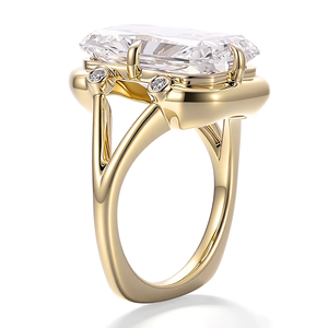 แหวนเพชรแล็บ 10 กะรัต แหวนเพชรหรูหราสำหรับผู้หญิง ทองคำ 10K ทรงเหลี่ยม Radiant Cut ได้รับการรับรองจาก IGI แหวนแต่งงานเพชรแล็บสำหรับเจ้าสาว - Product Image 3