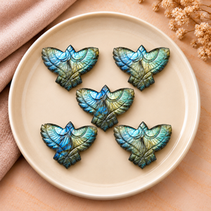 Sculpture d'aigle en labradorite de 30 mm, pendentif artisanal en pierre précieuse pour la fabrication de bijoux, décoration, artisanat, fournitures en gros - Product Image 4