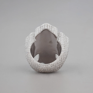 Flower Shape Cocktail <b>Ring</b> Women's Rhodium Plated 925 <b>Silver</b> Diamond Micro Pave Glam Style Gift Jewelry - Product Image 3