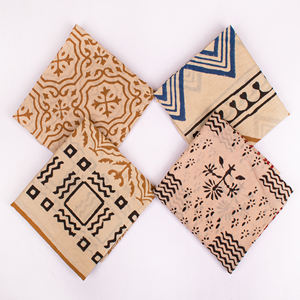 Bandanas carrées en coton imprimées sur mesure, protection solaire extérieure, foulards, ensemble de bandanas naturels faits à la main, style Bagru, accessoires pour cheveux - Product Image 3