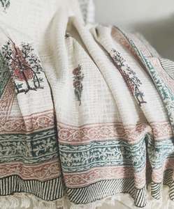 Couverture plaid tendance en voile de coton biologique doux, imprimée à la main style indien traditionnel, taille double, Dohar, nouvelle collection, approvisionnement en gros - Product Image 4