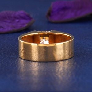 2.05 Carat Princess Cut DEF Color Lab Created Diamond Luxury Ring 14K Yellow Gold Bezel Set Minimalist Unisex Wedding Engagement - Product Image 2