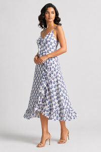 เดรสลายดอกไม้สำหรับผู้หญิง สไตล์โบฮีเมียน แขนกุด สายเดี่ยว ชายระบาย  ลำลอง ใส่ไปเที่ยวทะเล ปาร์ตี้  ทรงเอไลน์ - Product Image 2