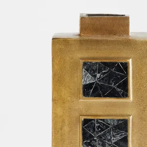 Coastal Iron Tabletop Vase with <b>Black</b> Mosaic Inlays Handmade Eco-Friendly Metal for Interior Design Christmas - Product Image 4