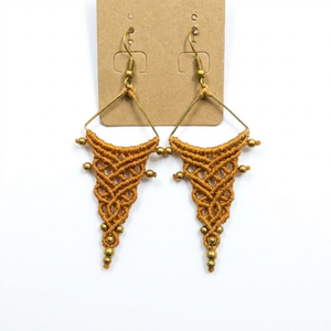 Pendientes de Macramé Hechos a Mano con Cuentas, Pendientes de Hilo de Algodón Tejido con Borlas, Joyería Artesanal Étnica Geométrica, Venta al Por Mayor - Product Image 1