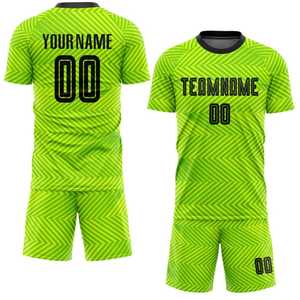 Conjunto de Uniforme de Fútbol Geométrico Verde Personalizado para Hombre, Manga Corta, Transpirable, de Poliéster, para Todas las Temporadas, Ropa Deportiva para Adultos - Product Image 6