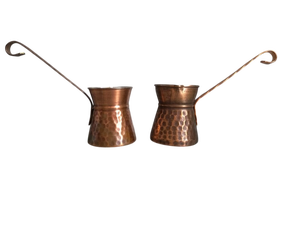 2-Piece Traditional Turkish Coffee Pot <b>Set</b> Hammered Copper Cezve Ibrik Maker with Long Hook Handle Vintage <b>Arabic</b> Greek Coffee - Product Image 2