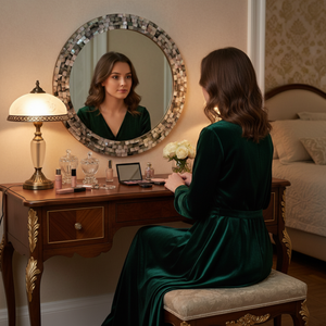 Round Decorative <b>MOP</b> Mirror 19 Inch Mother of Pearl <b>Wall</b> Mirror for Living Room Bedroom Bathroom Luxury Home Interior Accent - Product Image 4