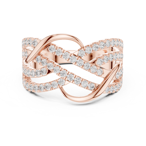 Anillo de Lujo en Oro Rosa con Diseño Cruzado y Pavé para Mujer, Diseño Infinito de Varias Filas, Regalo de Joyería de Moda para Aniversario de Bodas - Product Image 2
