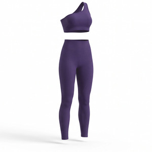 Bra and Shorts Set Halter Tight Fitting Short Top One Shoulder Bra <b>Women</b> Casual Fitness <b>Trousers</b> Accept OEM Service Gym Clothing - Product Image 1