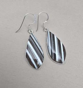 Pendientes de Ágata, Piedras Preciosas Naturales con Rayas Blancas y Negras, Joyería Hecha a Mano, Plata de Ley 925, Venta al por Mayor - Product Image 4