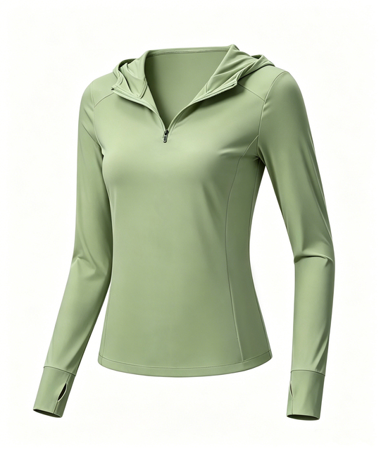 Slim Cooling Fabric UPF Sun Protection 4-way Stretch Sweat-wicking Breathable Elegant UV Long Sleeve for Tennis/pickleball