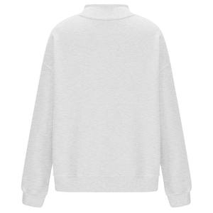 Sudadera Oversize Gris Claro para Mujer, Cuello Redondo, Hombros Caídos, Manga Larga, Casual, de Felpa, Ajuste Holgado, Mezcla de Algodón Suave - Product Image 6