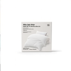 <b>White</b> Satin Stripe 1CM 210 TC Hotel Home Bedding-Twin Size Fitted and <b>Flat</b> Bed <b>Sheets</b> Set 6pcs Including 3pcs Pillowcases - Product Image 2