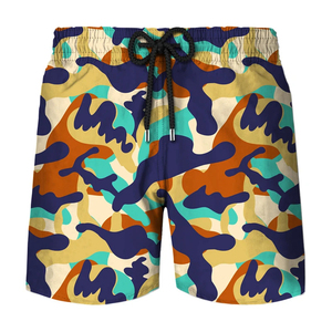 Short de plage pour homme, imprimé camouflage, respirant, séchage rapide, taille élastique avec cordon de serrage, coupe ample, imprimé 3D, été - Product Image 1
