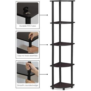5-Tier <b>Corner</b> Bookshelf with Open <b>Storage</b> Shelves for Living Room Home Office Bedroom Garage - Product Image 5