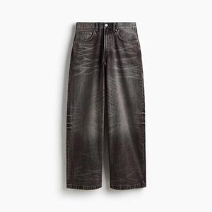 Mid Waist <b>Light</b> Wash Wide Leg Cotton Denim Cargo Pants Ankle-Length Regular Fit Vintage Utility Style Flat Women's <b>Trousers</b> - Product Image 5