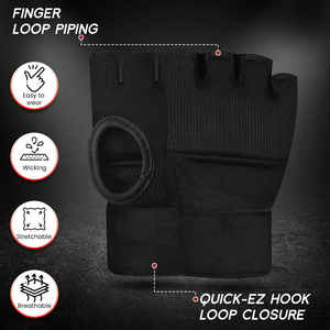 Half Finger Training Gloves With Velcro Wrist Support For Boxing Inner And Martial Arts Unisex Nylon Material - Product Image 6