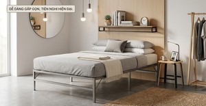 Murphy <b>Bed</b> Twin Size Foldable <b>Space</b> <b>Saving</b> Steel Frame Modern Design Minimalist Style Apartment Use - Product Image 6