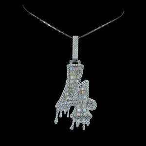 Silver Moissanite Winged Heart Pendant Necklace <b>Angel</b> Wings Iced Out Hip Hop Jewelry Women - Product Image 2