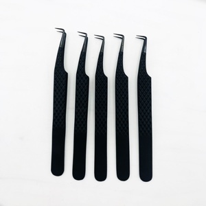 ปลายไฟเบอร์ RMI สีดำเคลือบด้วยผงสีดำ พร้อมแหนบสแตนเลสสำหรับต่อขนตา ขายส่ง แหนบสแตนเลสแบบยั่งยืน - Product Image 1