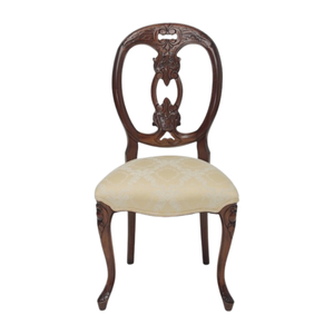 Chaise de salle à manger traditionnelle antique avec dossier médaillon, revêtement en microfibre et assise en bois sculpté pour la salle à manger à domicile - Product Image 6