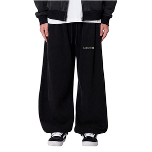 Pantalon en molleton extra large pour homme, coupe large, taille à cordon, ourlet ouvert, style streetwear uni, fournisseurs d'usines de vêtements OEM - Product Image 1