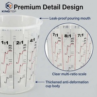 Gobelet de mélange de peinture automobile jetable en plastique de 1300 ml avec couvercle, grande tasse graduée en PP résistante aux solvants et anti-fuite pour l'auto