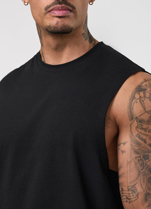Custom Hot Sales New Arrivals Polyester/Cotton Breathable Knitted Customized Color Unisex Gym <b>Vest</b> Tank Top Men Plus Size - Product Image 3