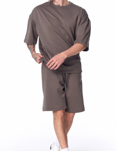 Customizable Breathable Summer Men's <b>T</b>-<b>Shirt</b> Shorts Set Crew Neck Seamless Fusing Heat-Transfer Printed Satin <b>Polyester</b> Fabric - Product Image 1