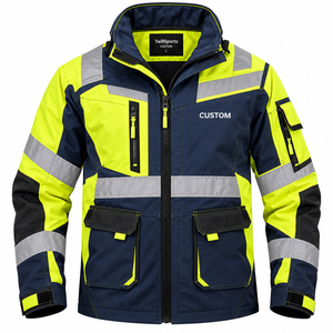 TwillSports <b>Hi</b> <b>Vis</b> Reflective Workwear <b>Jacket</b> Men's <b>Waterproof</b> Windproof Safety <b>Jacket</b> for Construction Warehouse Road Work - Product Image 1