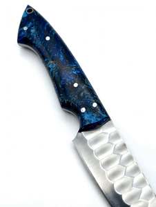Outil de cuisine artisanal en acier inoxydable avec manche en résine bleue, décoration culinaire - Product Image 5