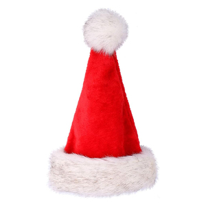 Chapeau de Noël rouge du Père Noël avec bordure en peluche blanche et pompon – Coiffe confortable pour fêtes de fin d'année pour adultes et enfants – Festif - Product Image 1