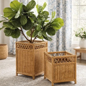 Rattan <b>Square</b> Planters <b>Set</b> Of 2 Natural Woven Basket For Home Decoration Modern Design Bamboo Flower Pot Plant Pot Handmade <b>Sets</b> - Product Image 1