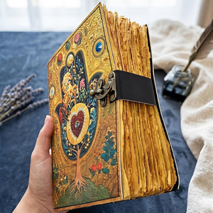 Grimorio de Cuero del Sagrado Corazón, Libro de Sombras Celestial con Mano de Hamsa, Diario Gótico Hecho a Mano, Regalo Vintage - Product Image 3