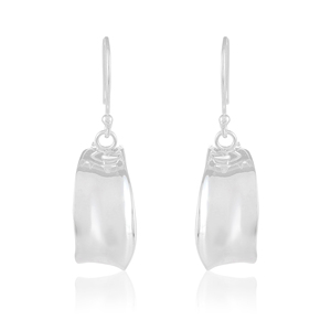 925 Sterling <b>Silver</b> Curved Petal <b>Stud</b> <b>Earrings</b> Modern Wave Design <b>for</b> <b>Women</b> Wedding & Party Gift - Product Image 1