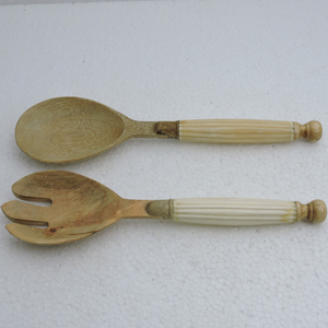 Creative Design Natural Wood Manual Eco-Friendly Long Handle Salad Server Set Tableware Dinnerware Kitchen Tools Factory <b>Price</b> - Product Image 2