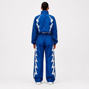 Black Nylon <b>Athletic</b> Tracksuit Jacket and Pants Set for Sports Training Fitness Workout Running Gym and Outdoor Sportswear - Product Image 2