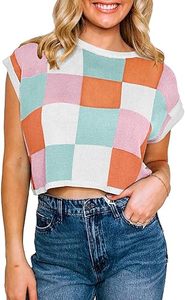 เสื้อครอปแขนสั้นผู้หญิง Aura Knit สีสันสดใสสำหรับฤดูร้อน คอวี ทรงหลวม สไตล์ลำลอง ทันสมัย น้ำหนักเบา แฟชั่น - Product Image 3