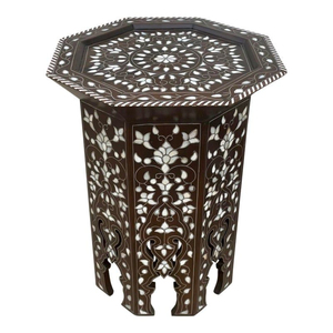 Table d'appoint artisanale en bois avec incrustation de nacre, meuble islamique vintage, décoration d'intérieur, prix d'usine - Product Image 5