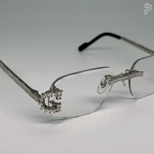 Gafas de sol de lujo de plata con diamantes de moissanita VVS, con puente y adornos, para un estilo moderno y unisex de hip hop. - Product Image 3