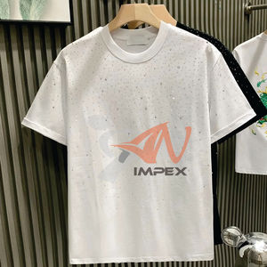 Custom Rhinestone T-shirts for Men Rhinestone t Shirt 100% Cotton Rhinestone <b>Tshirt</b> - Product Image 3