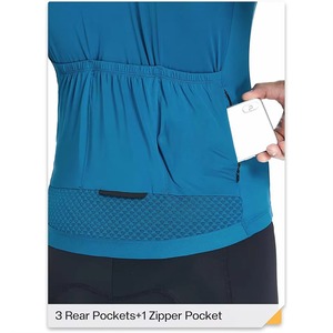 Maillot de cyclisme respirant à manches courtes pour homme avec fermeture éclair intégrale, en Spandex/Polyester, idéal pour le cyclisme sur route - Product Image 3