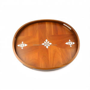 Premium Eco-Friendly <b>Wooden</b> Tea Serving Tray Mother Pearl Inlay Tabletop Elegant Home Eid Ramadan <b>Gifts</b> Polished Religious Style - Product Image 4