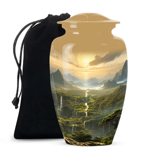 Urne funéraire en aluminium avec motif paysage montagneux pour commémoration d'un adulte - Product Image 1