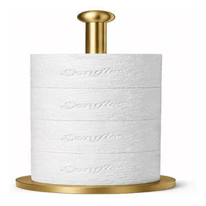 Support de papier toilette doré sur pied avec réservoir, distributeur de rouleaux de papier toilette pour salle de bain - Product Image 1