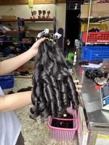 Bouncy Bone Straight 100% Vietnamese Non-Remy Human Hair 190% Density 52cm <b>Head</b> Size Female Machine Weft Hair Bundles - Product Image 2