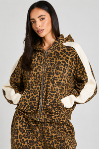 Sweat à capuche zippé pour femme, imprimé léopard original, en polaire premium, style streetwear décontracté, tissu doux, sweat à capuche personnalisé, saison hiver pour femme - Product Image 1