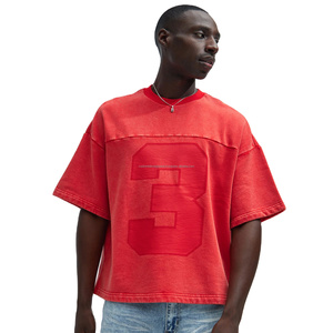 T-shirt d'été 100 % coton pour homme, doux et confortable, coupe oversize, effet délavé, tricoté, imprimé, logo personnalisé, impression DTG, sérigraphie, grammage lourd - Product Image 1