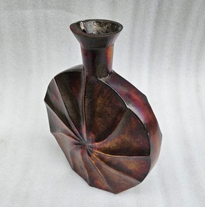 Handmade Aluminum Casted Silver Modern <b>Tabletop</b> Vase Rustic Textured Design Decorative Art Piece - Product Image 3